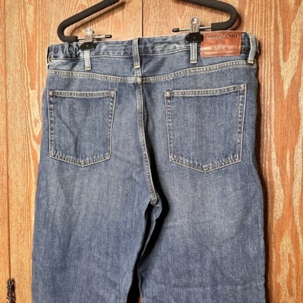 Lands End Square Rigger Men's Jeans Blue Denim 36x30 Straight Leg Waist Adjust - Picture 10 of 11